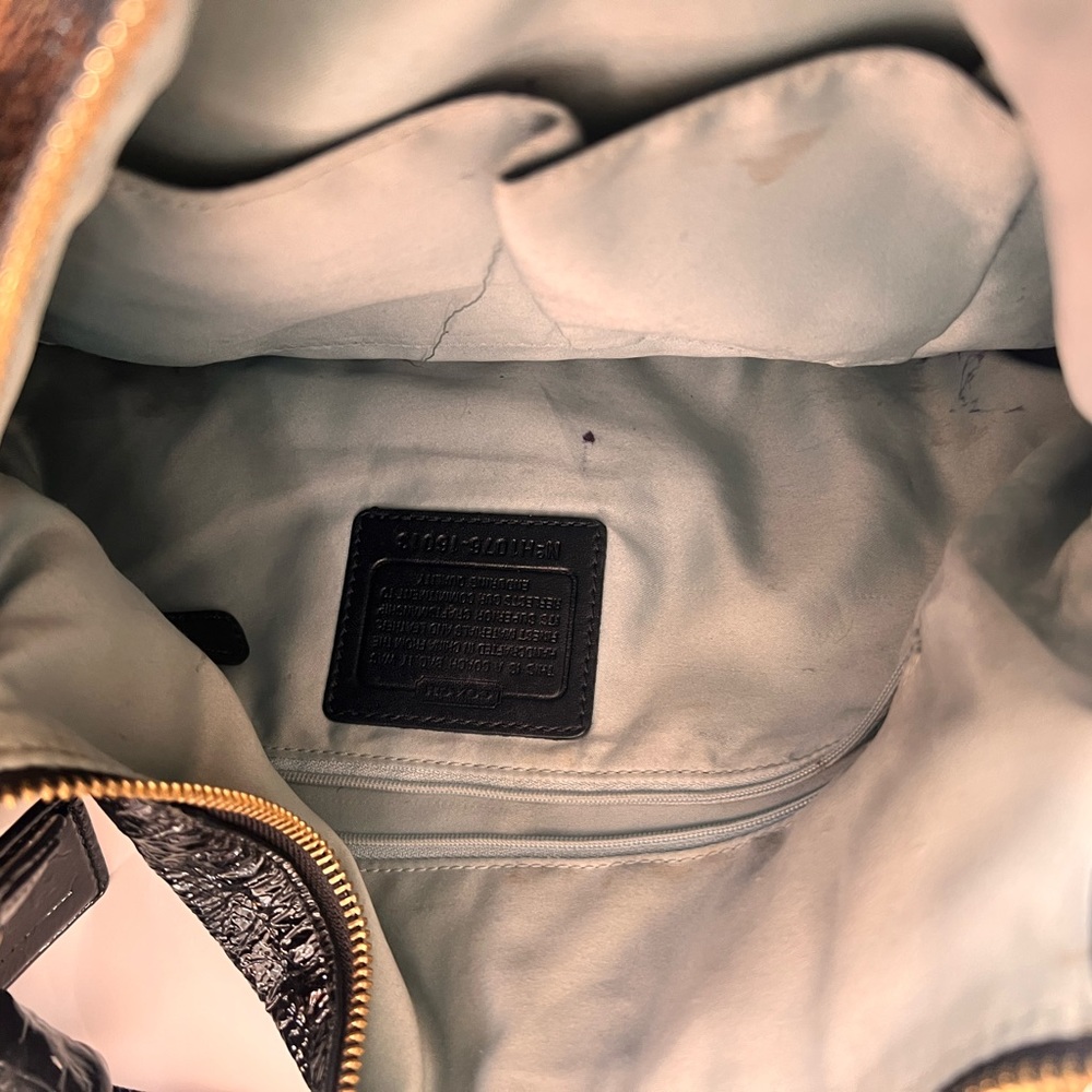 Coach Gold Clasp Textured Handbag - Picture 9 of 10